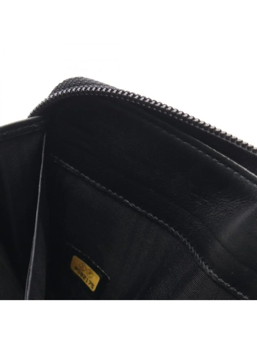 Chanel Round Wallet CC Logo Black Caviar Leather